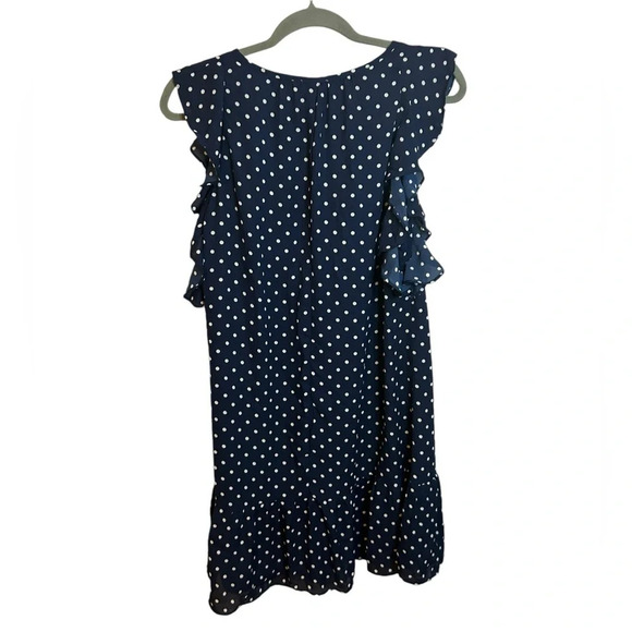 J.Crew Navy Blue Polka Dot Flutter Dress - Picture 2 of 5